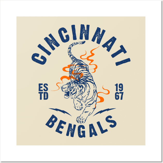 cincinnati bengals vintage Wall Art by small alley co